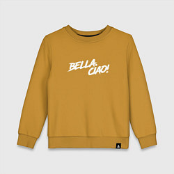 Свитшот хлопковый детский БУМАЖНЫЙ ДОМ, BELLA CIAO!, цвет: горчичный