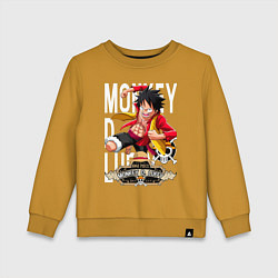 Свитшот хлопковый детский One Piece Monkey Большой Куш Манки, цвет: горчичный