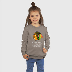 Свитшот хлопковый детский Chicago are coming, Чикаго Блэкхокс, Chicago Black, цвет: утренний латте — фото 2
