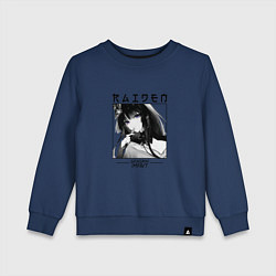 Свитшот хлопковый детский Райдэн Shogun Raiden, Genshin Impact, цвет: тёмно-синий