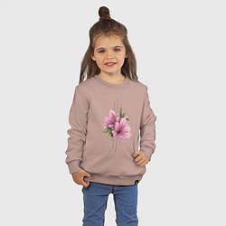 Свитшот хлопковый детский Акварельный розовой цветок, цвет: пыльно-розовый — фото 2