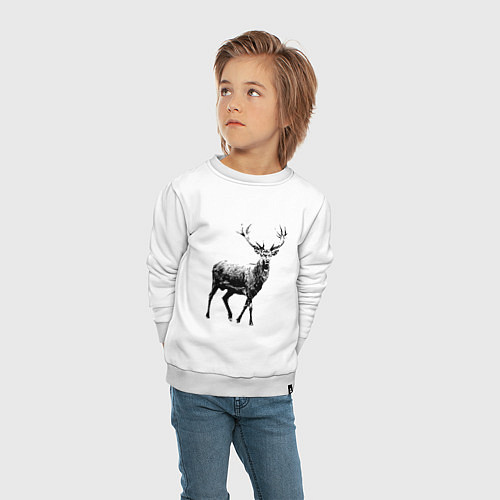 Детский свитшот Черный олень Black Deer / Белый – фото 4