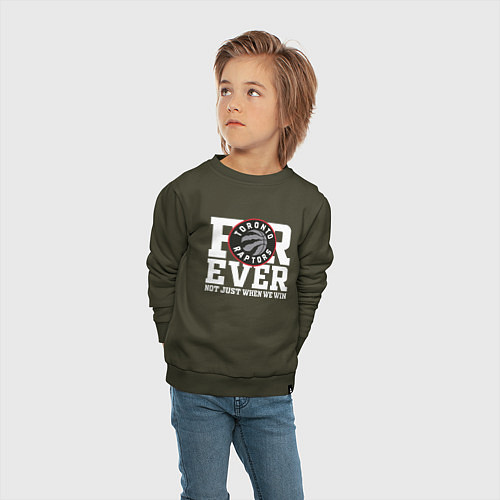 Детский свитшот Toronto Raptors FOREVER NOT JUST WHEN WE WIN / Хаки – фото 4