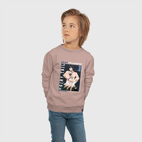Детский свитшот Fairy Tail, Грей Фуллбастер / Пыльно-розовый – фото 4