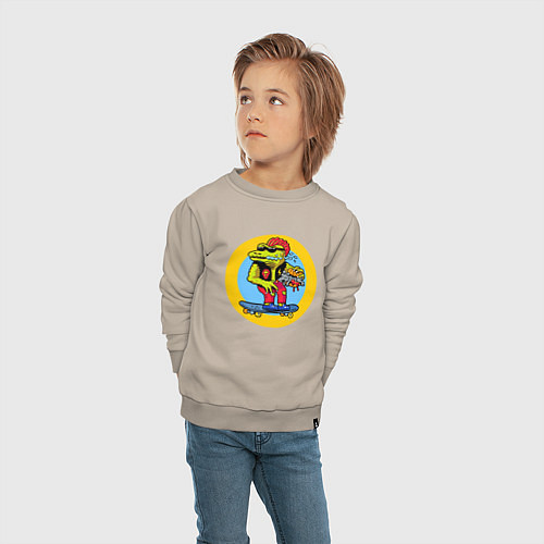 Детский свитшот Dino skater / Миндальный – фото 4