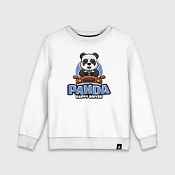Свитшот хлопковый детский Panda Happy driver, цвет: белый