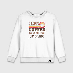 Свитшот хлопковый детский Я люблю кофе и прыжки с парашутом, цвет: белый