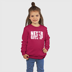 Свитшот хлопковый детский NEVER GIVE UP НИКОГДА НЕ СДАВАЙСЯ СПОРТ, цвет: маджента — фото 2
