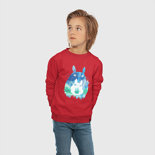 Детский свитшот Семья кроликов Акварель / Красный – фото 4