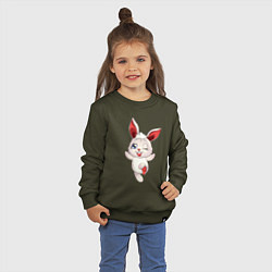 Свитшот хлопковый детский Шустрый зайчишка, цвет: хаки — фото 2