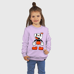 Свитшот хлопковый детский Cuphead красная чашечка, цвет: лаванда — фото 2
