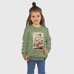 Свитшот хлопковый детский Coffee Cup Retro, цвет: авокадо — фото 2