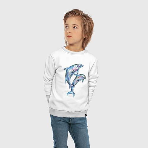 Детский свитшот Dolphins Watercolour / Белый – фото 4