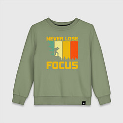 Свитшот хлопковый детский Никогда не теряйте фокус, цвет: авокадо