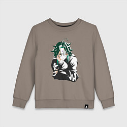 Свитшот хлопковый детский Сяо в очках XIAO геншин импакт, цвет: утренний латте
