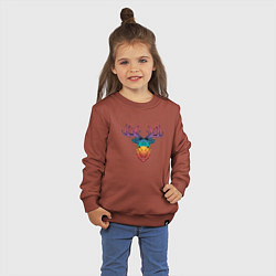 Свитшот хлопковый детский Олень цветной, цвет: кирпичный — фото 2