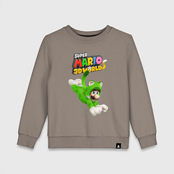Свитшот хлопковый детский Luigi cat Super Mario 3D World Nintendo, цвет: утренний латте