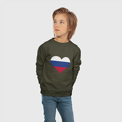Свитшот хлопковый детский Сердце - Россия, цвет: хаки — фото 2