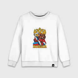 Свитшот хлопковый детский Хоккей - Russia, цвет: белый