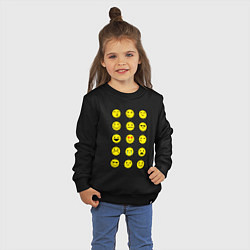 Свитшот хлопковый детский Pixel art emoticons 1, цвет: черный — фото 2