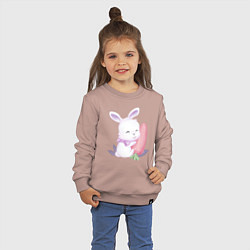 Свитшот хлопковый детский Милый Крольчонок С Большой Морковкой, цвет: пыльно-розовый — фото 2