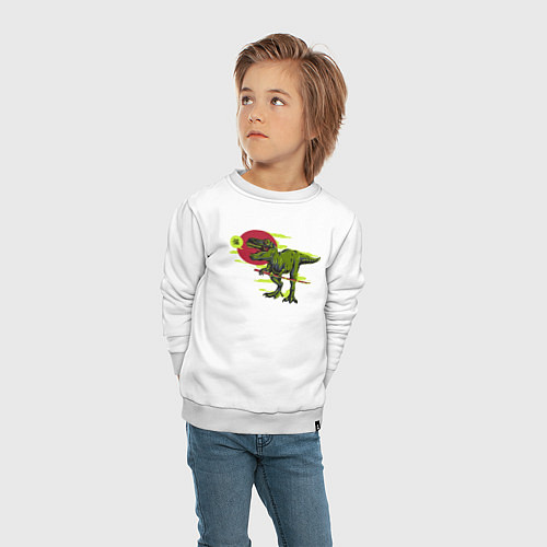 Детский свитшот Самурайрус динозавр самурай / Белый – фото 4