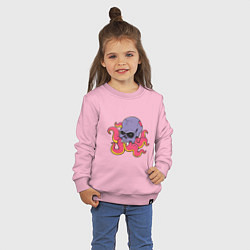 Свитшот хлопковый детский Skull Octopus, цвет: светло-розовый — фото 2