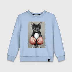 Свитшот хлопковый детский Крутой котяра в боксёрских перчатках Cool cat in b, цвет: мягкое небо