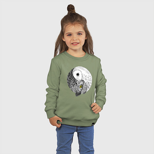 Детский свитшот Инь Янь по совиному / Авокадо – фото 3