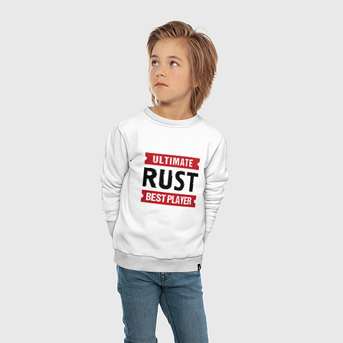 Детский свитшот Rust: таблички Ultimate и Best Player / Белый – фото 4