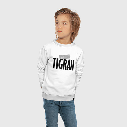 Детский свитшот Нереальный Тигран Unreal Tigran / Белый – фото 4