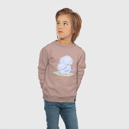 Детский свитшот Милые Слонята / Пыльно-розовый – фото 4