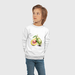 Свитшот хлопковый детский Авокадо, нарисовано вручную, цвет: белый — фото 2