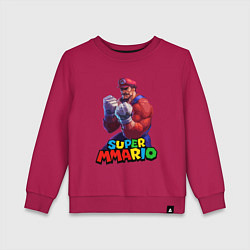 Свитшот хлопковый детский Супер Ммарио Супер Марио ММА, цвет: маджента