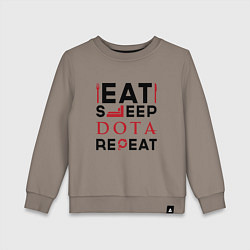 Свитшот хлопковый детский Надпись: Eat Sleep Dota Repeat, цвет: утренний латте