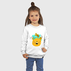 Свитшот хлопковый детский CAT WITH A WREATH OF LEAVES, цвет: белый — фото 2