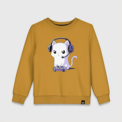 Свитшот хлопковый детский Котёнок игроман The kitten is a gambler, цвет: горчичный