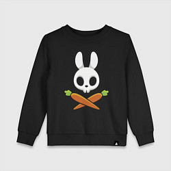 Свитшот хлопковый детский Череп кролика с двумя морковками, цвет: черный