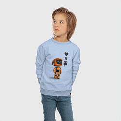 Свитшот хлопковый детский Оранжевый робот с логотипом LDR, цвет: мягкое небо — фото 2
