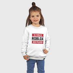 Свитшот хлопковый детский Roblox: таблички Ultimate и Best Player, цвет: белый — фото 2