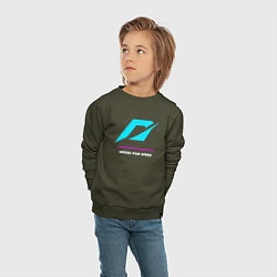 Свитшот хлопковый детский Символ Need for Speed в неоновых цветах, цвет: хаки — фото 2