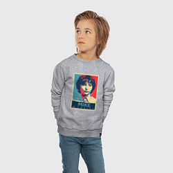 Свитшот хлопковый детский Stranger Things Майк, цвет: меланж — фото 2