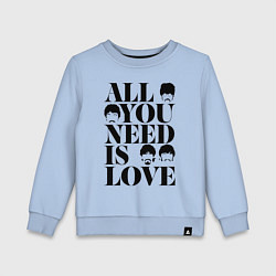 Свитшот хлопковый детский ALL YOU NEED IS LOVE THE BEATLES, цвет: мягкое небо