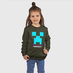 Свитшот хлопковый детский Символ Minecraft в неоновых цветах, цвет: хаки — фото 2