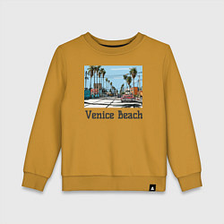 Свитшот хлопковый детский Los Angeles Venis Beach, цвет: горчичный