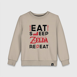 Свитшот хлопковый детский Надпись: Eat Sleep Zelda Repeat, цвет: миндальный