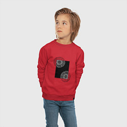Свитшот хлопковый детский Ромашки с черным прямоугольником, цвет: красный — фото 2