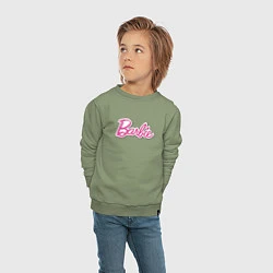 Свитшот хлопковый детский Barbie logo, цвет: авокадо — фото 2
