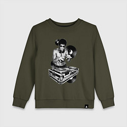 Свитшот хлопковый детский Bruce Lee - Vinyl Dj, цвет: хаки