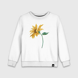 Свитшот хлопковый детский Branch With a Sunflower Подсолнух, цвет: белый